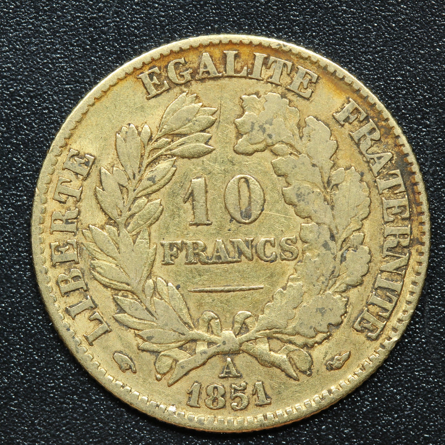 1851 A French Gold 10 Francs Liberty Head - KM#770