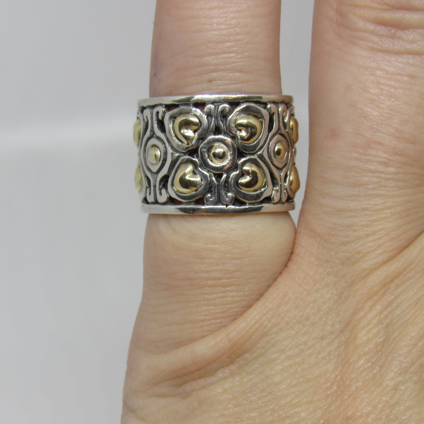 Vintage David Schorr DS/ID Sterling Silver 925 18k Band Ring - Size 5.75