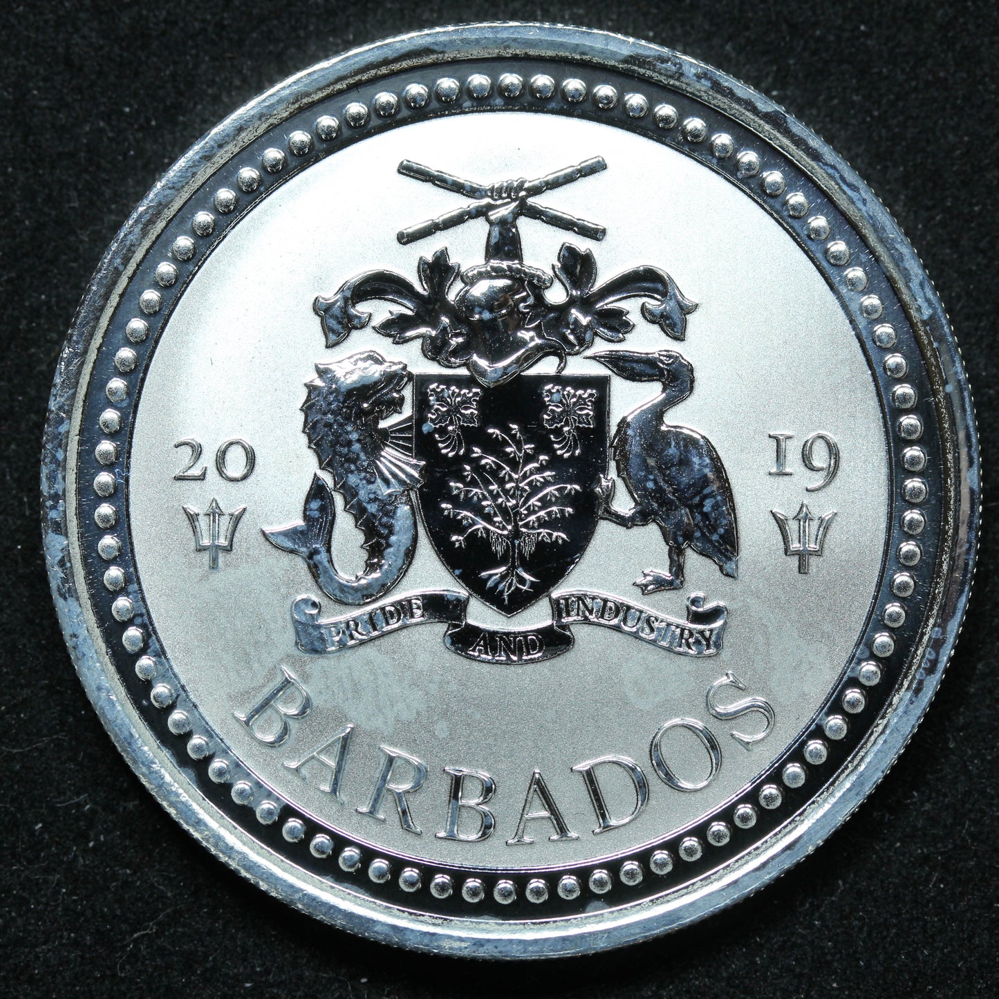 1 oz .999 Fine Silver - 2019 Barbados One Dollar $1 Trident Coin w/ Capsule