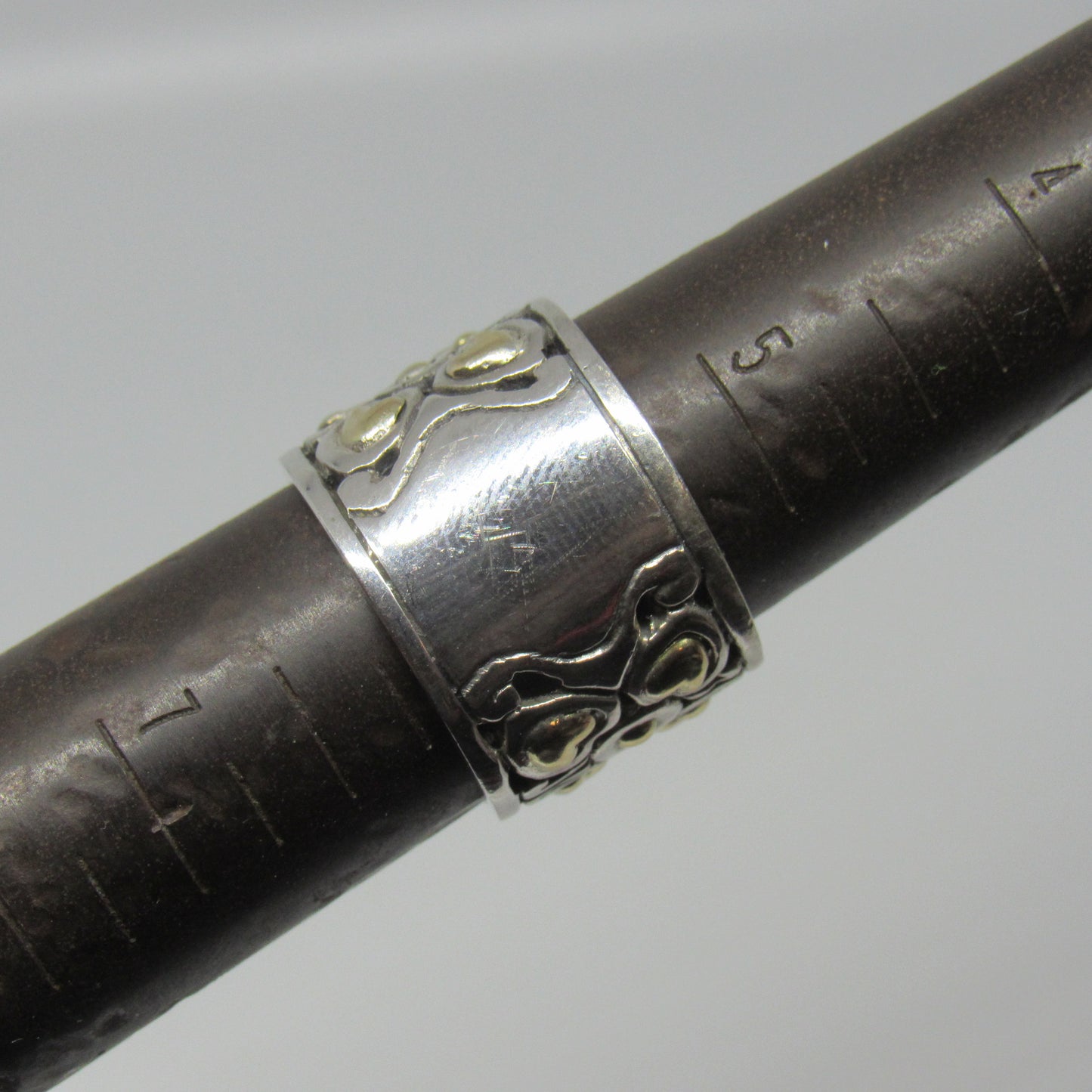 Vintage David Schorr DS/ID Sterling Silver 925 18k Band Ring - Size 5.75