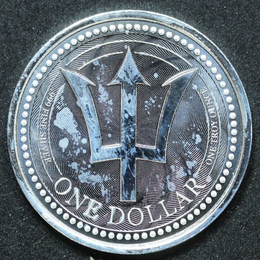 1 oz .999 Fine Silver - 2019 Barbados One Dollar $1 Trident Coin w/ Capsule