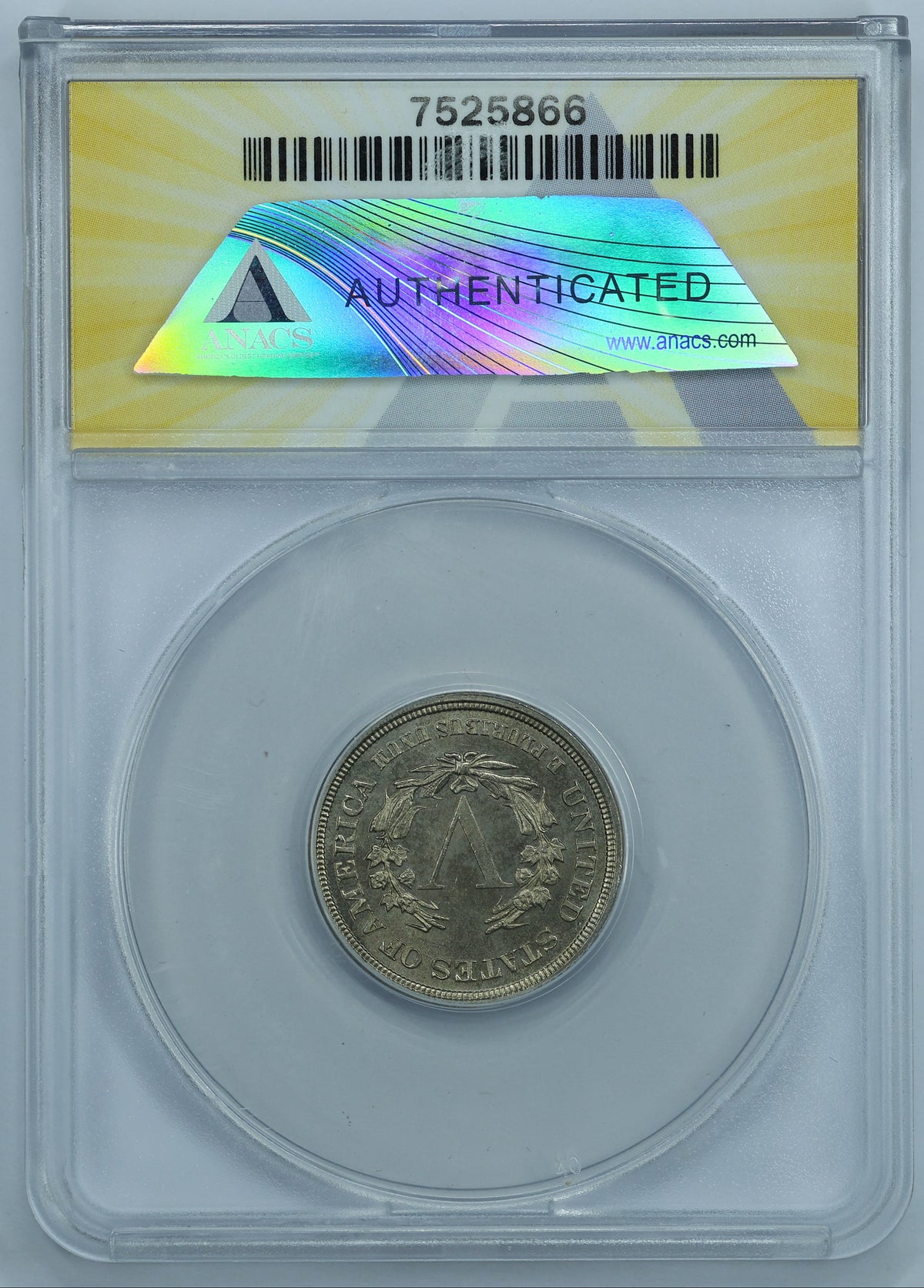 1883 Liberty Head V Nickel 5c NO CENTS - ANACS MS64