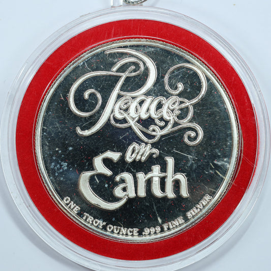 1 oz .999 Fine Silver - 1992 Merry Christmas / Peace on Earth Santa Art Round in Ornament