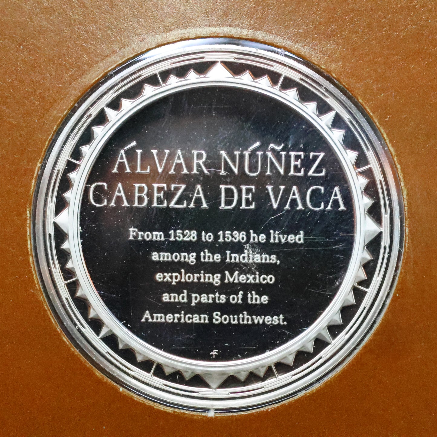 Franklin Mint The Great Explorers STERLING SILVER Art Round - Cabeza De Vaca