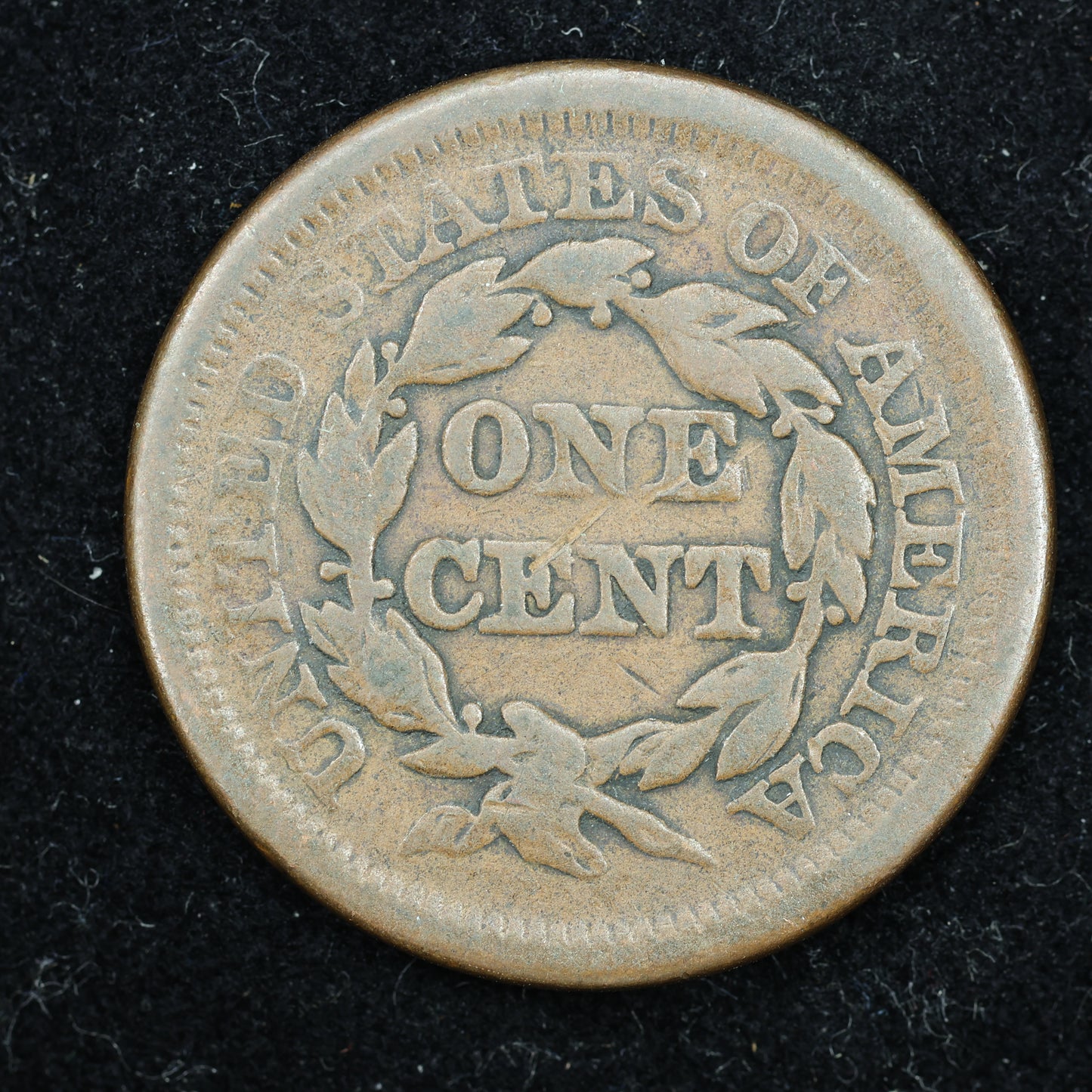 1850 Braided Hair US Large Cent 1C Penny