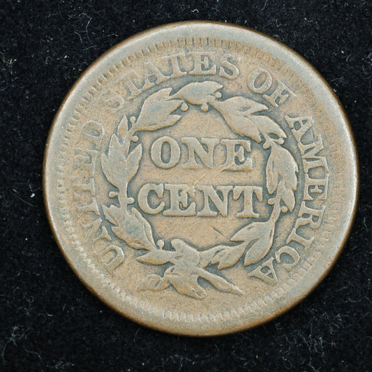 1850 Braided Hair US Large Cent 1C Penny
