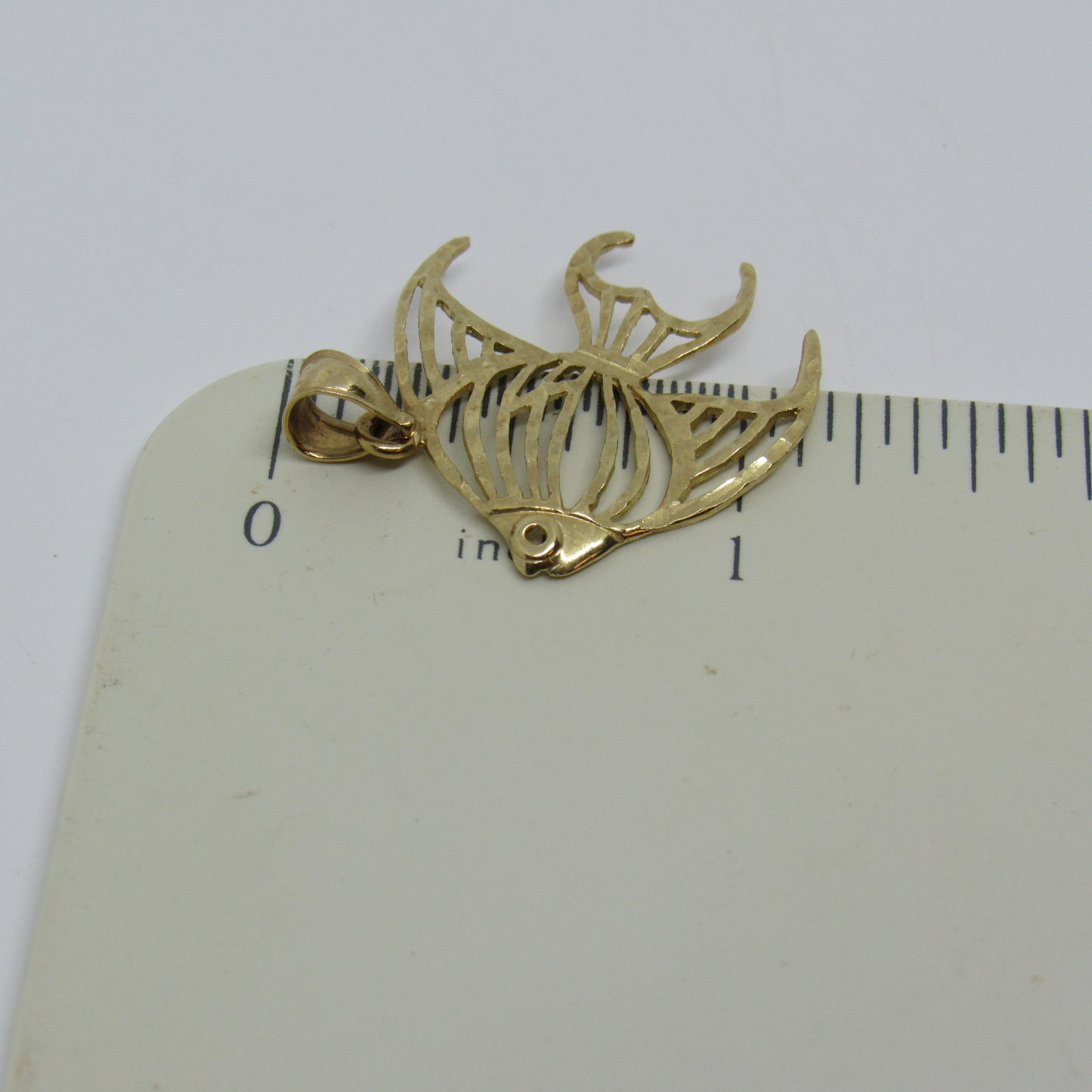 14k Yellow Gold Fish Angel Fish Pendant