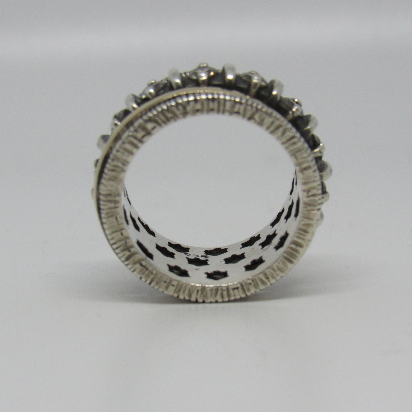 Sterling Silver 14k Yellow Gold Spinner CZ Ring Signed SN Sea-Noy - Sz ~6.75