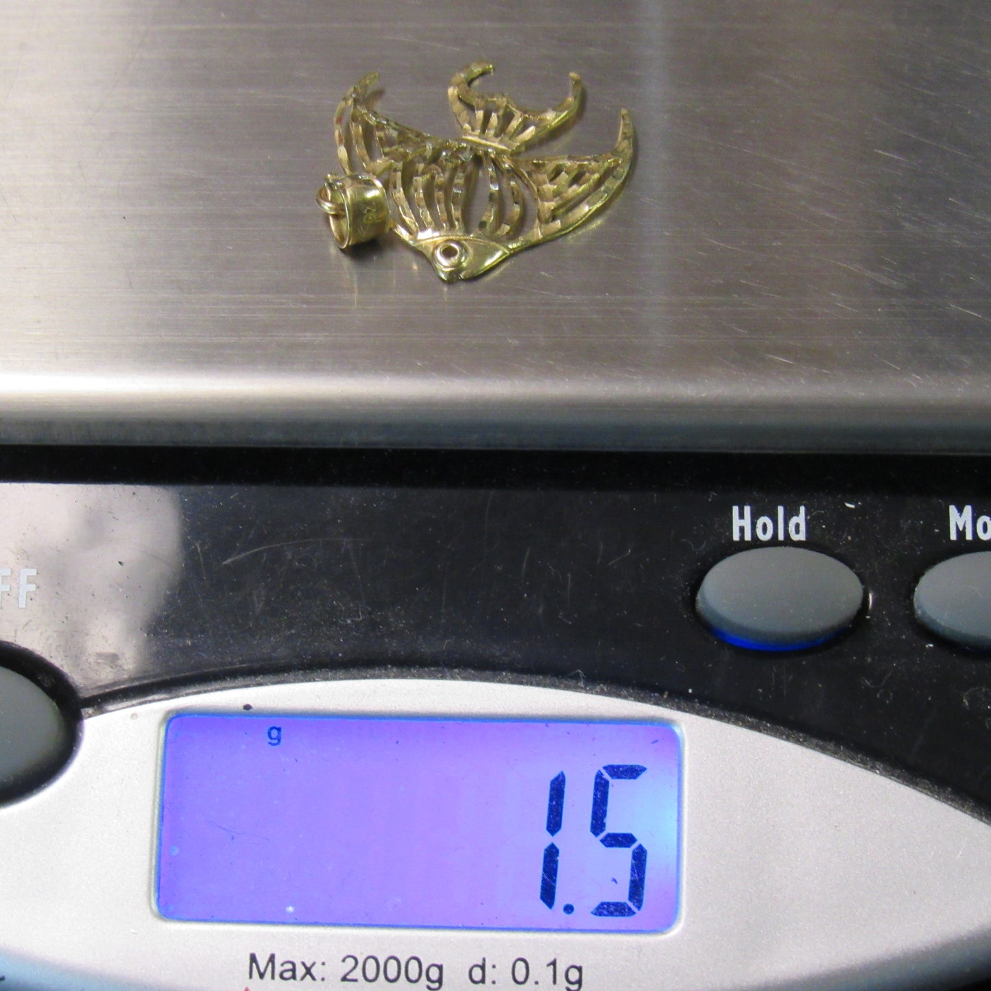 14k Yellow Gold Fish Angel Fish Pendant