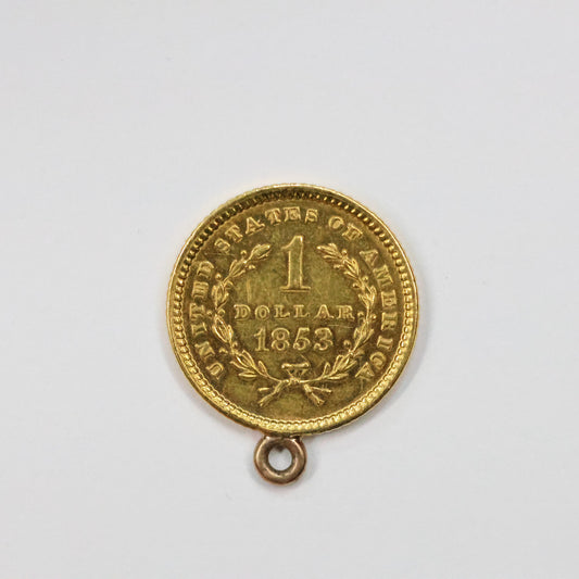 1853 US Gold $1 Dollar Liberty Head w/ Loop Jewelry Grade