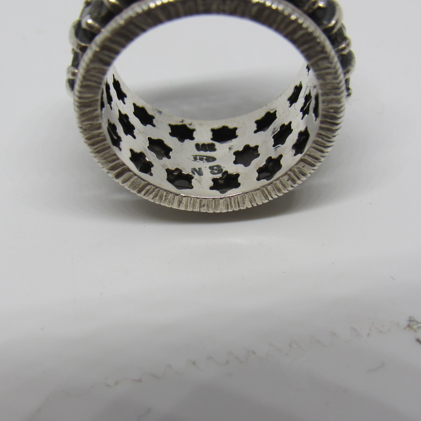 Sterling Silver 14k Yellow Gold Spinner CZ Ring Signed SN Sea-Noy - Sz ~6.75