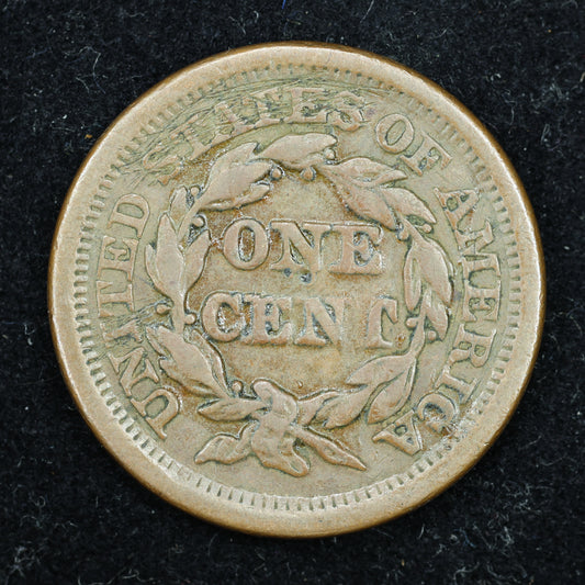 1854 Braided Hair US Large Cent 1C Penny