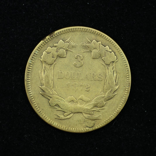 1872 US Gold $3 Dollar Gold Coin