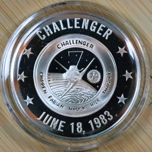 Franklin Mint American Space Flight Medal - Challenger Sterling Silver Proof w/ Capsule