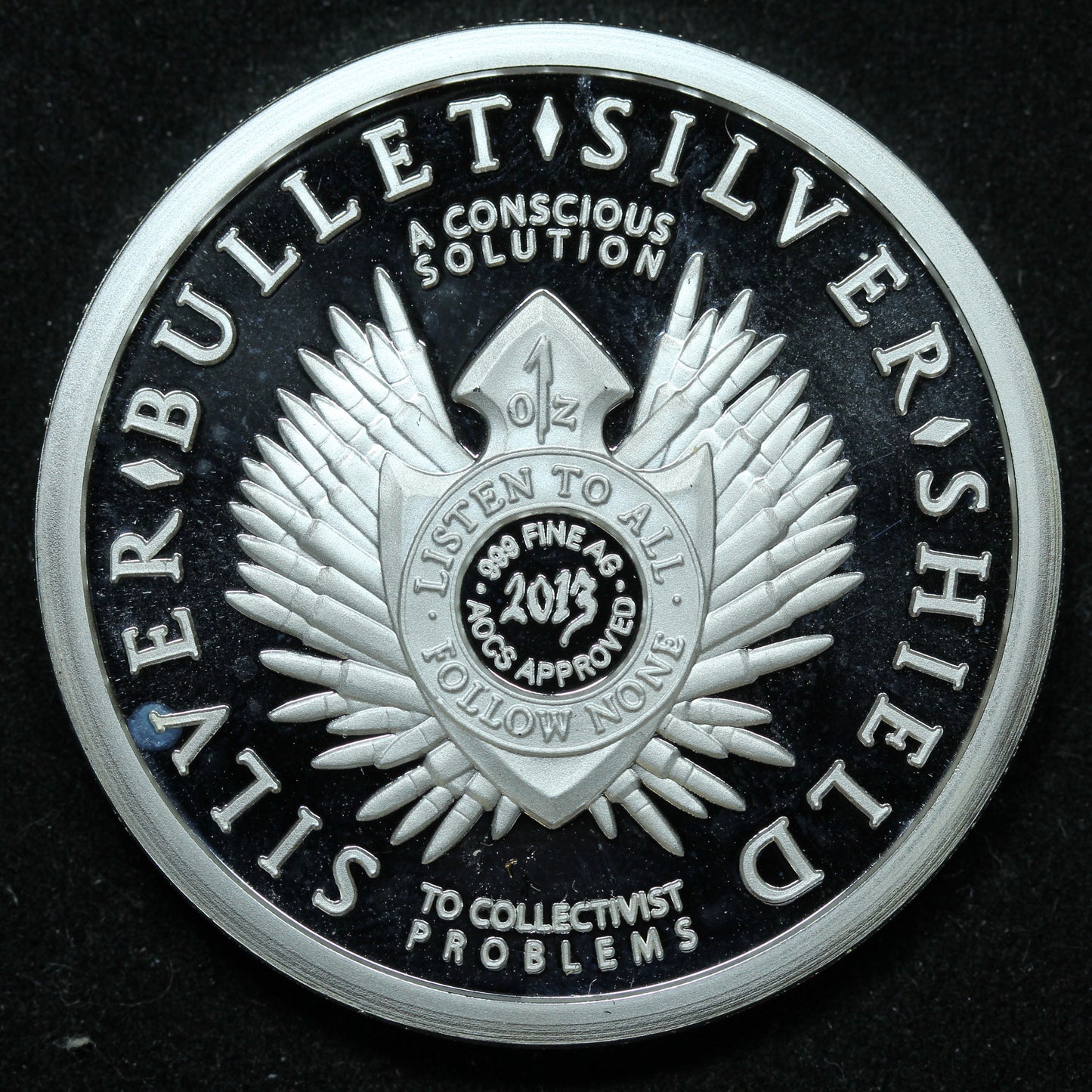 1 oz. .999 Fine Silver - 2013 Silver Shield Silver Bullet Keep Calm and Slave On