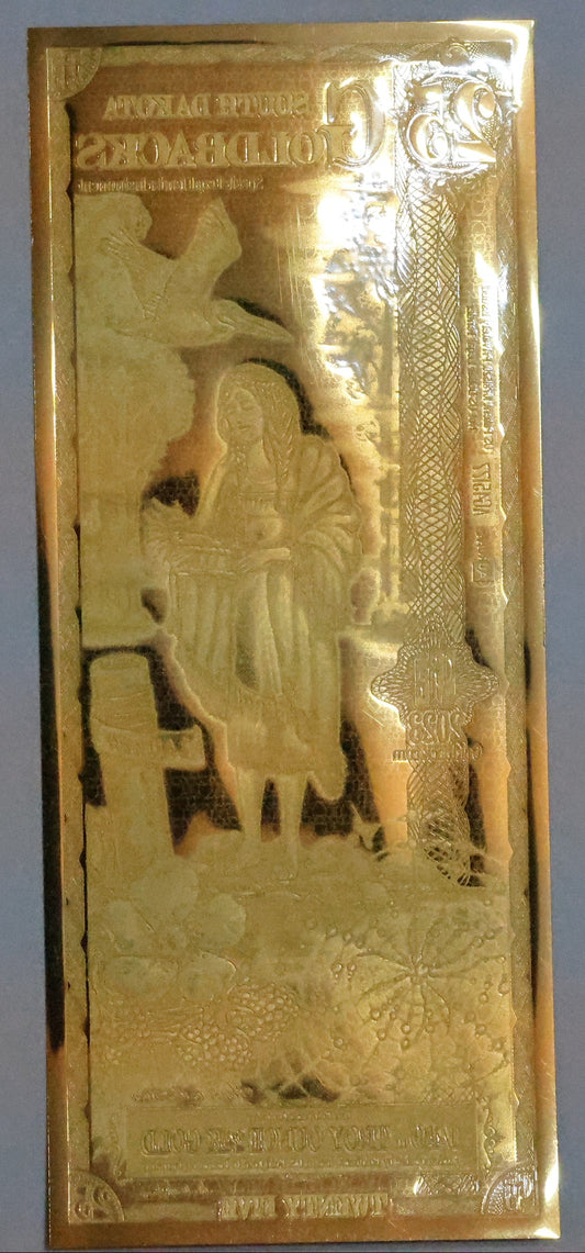 South Dakota 25 Goldback Gold Foil Note 1/40th Troy Oz 24KT Goldback