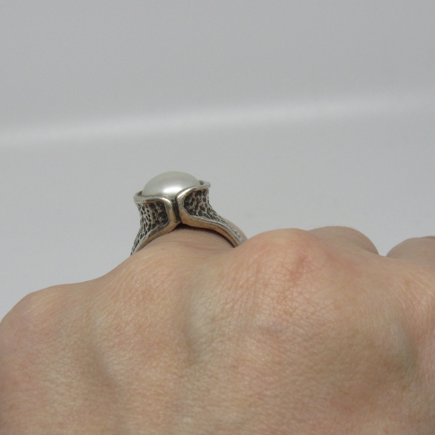 Vintage DIDAE SHABLOOL Sterling Silver Pearl Ring - Sz 7