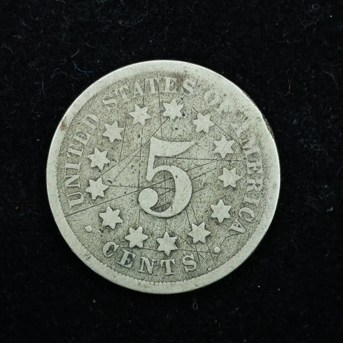 1867 Shield Nickel 5 Cents 5c Five Cents No Rays