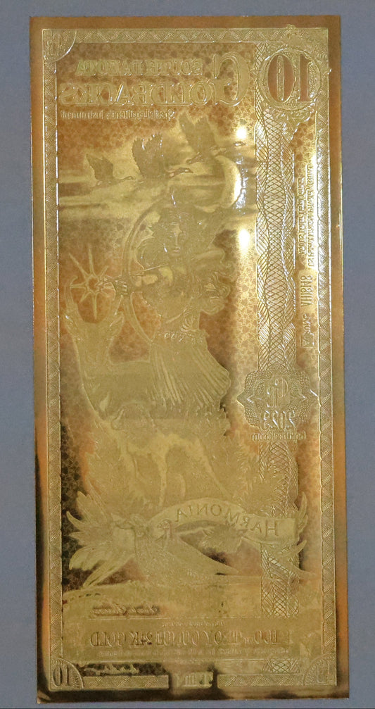 South Dakota 10 Goldback Gold Foil Note 1/100th Troy Oz 24KT Goldback