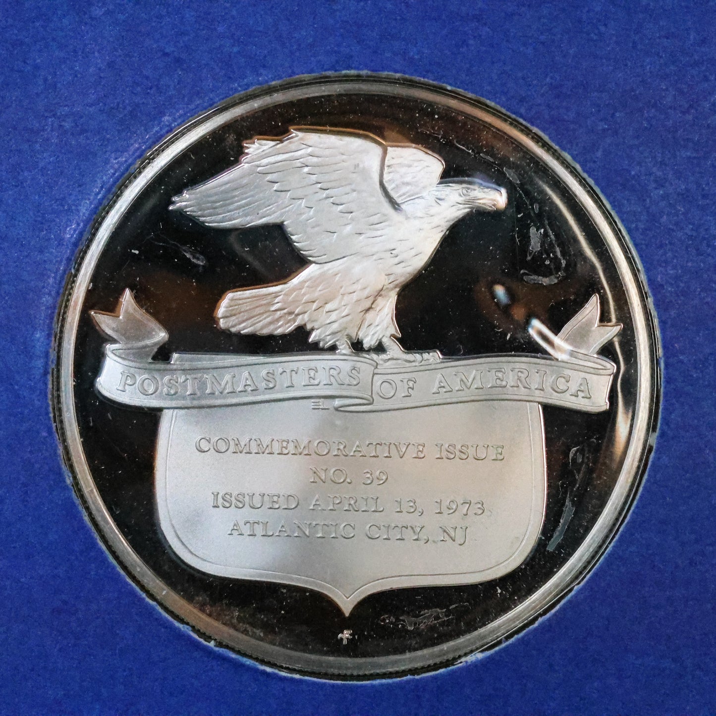 1973 Postmasters of America STERLING SILVER Art Round - No. 39 Colonial Communication