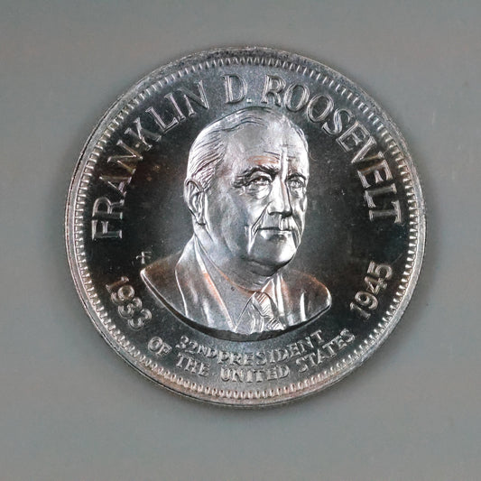 Franklin Mint Presidential Commemorative Sterling Silver Medal - Franklin D. Roosevelt