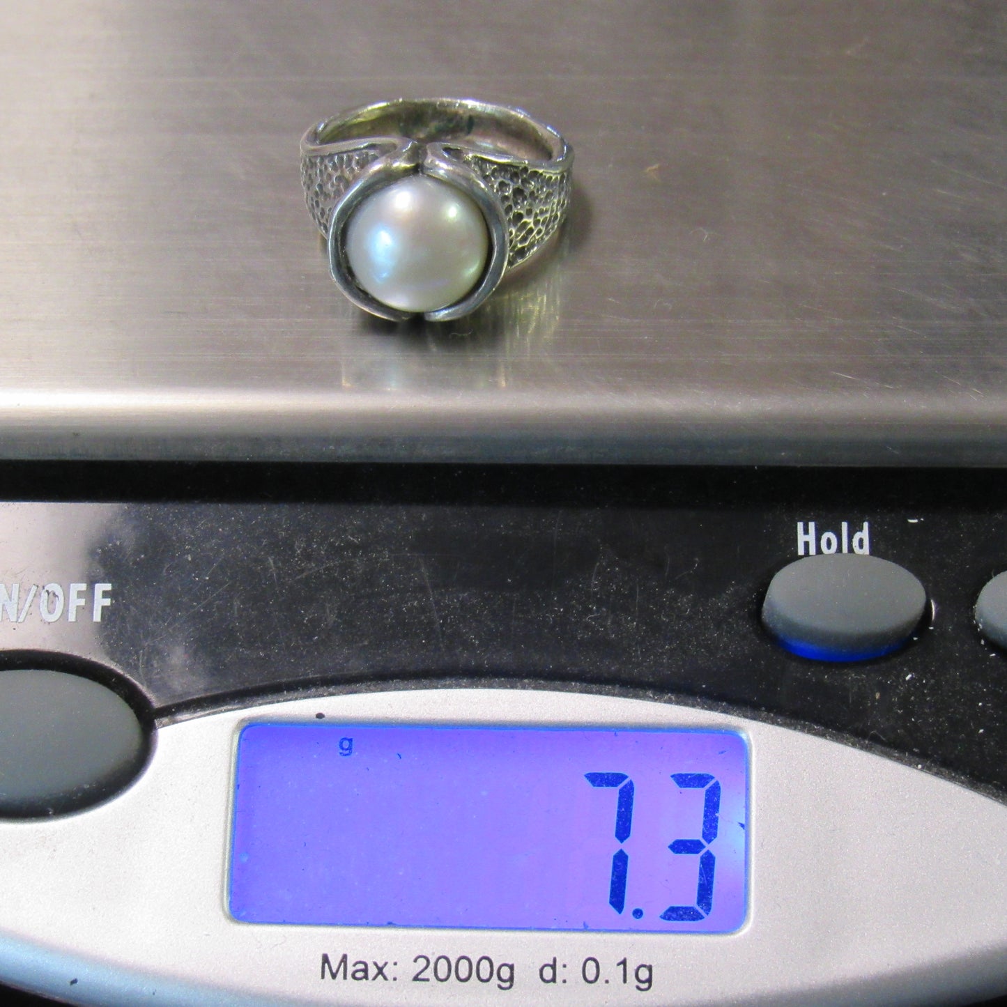 Vintage DIDAE SHABLOOL Sterling Silver Pearl Ring - Sz 7