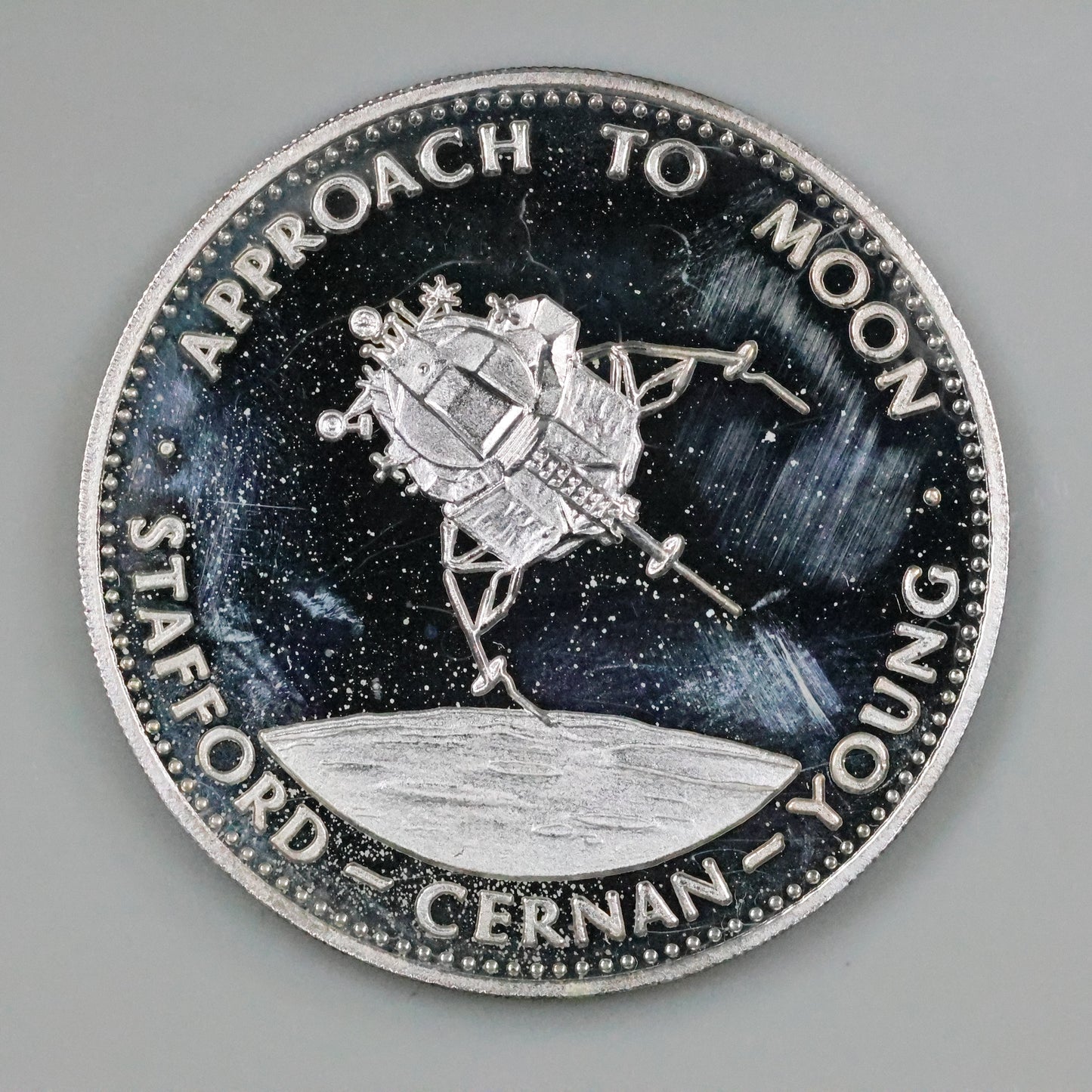 Danbury Mint Men In Space - Apollo X Approach to Moon Sterling Silver Proof Coin Medal