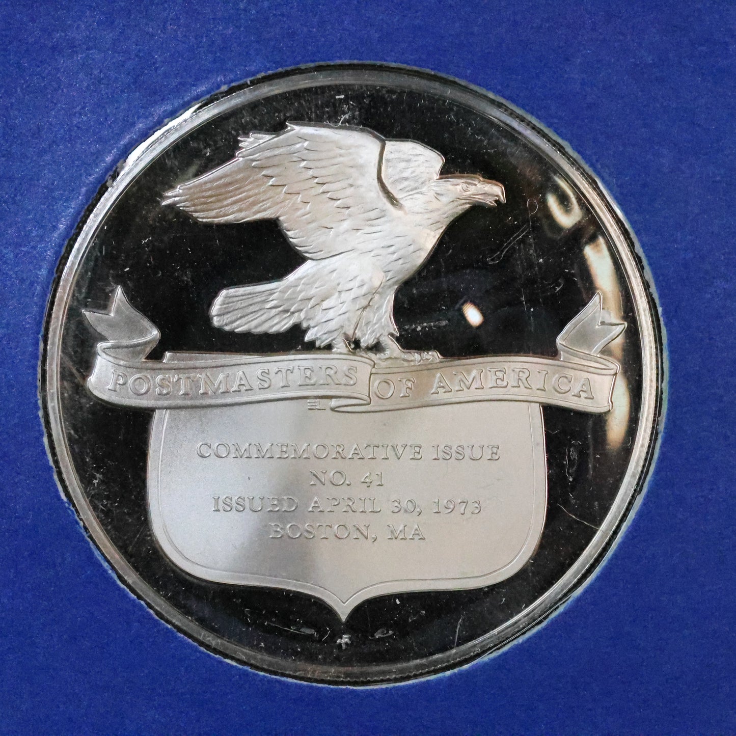 1973 Postmasters of America STERLING SILVER Art Round - No. 41 US Postal Employees