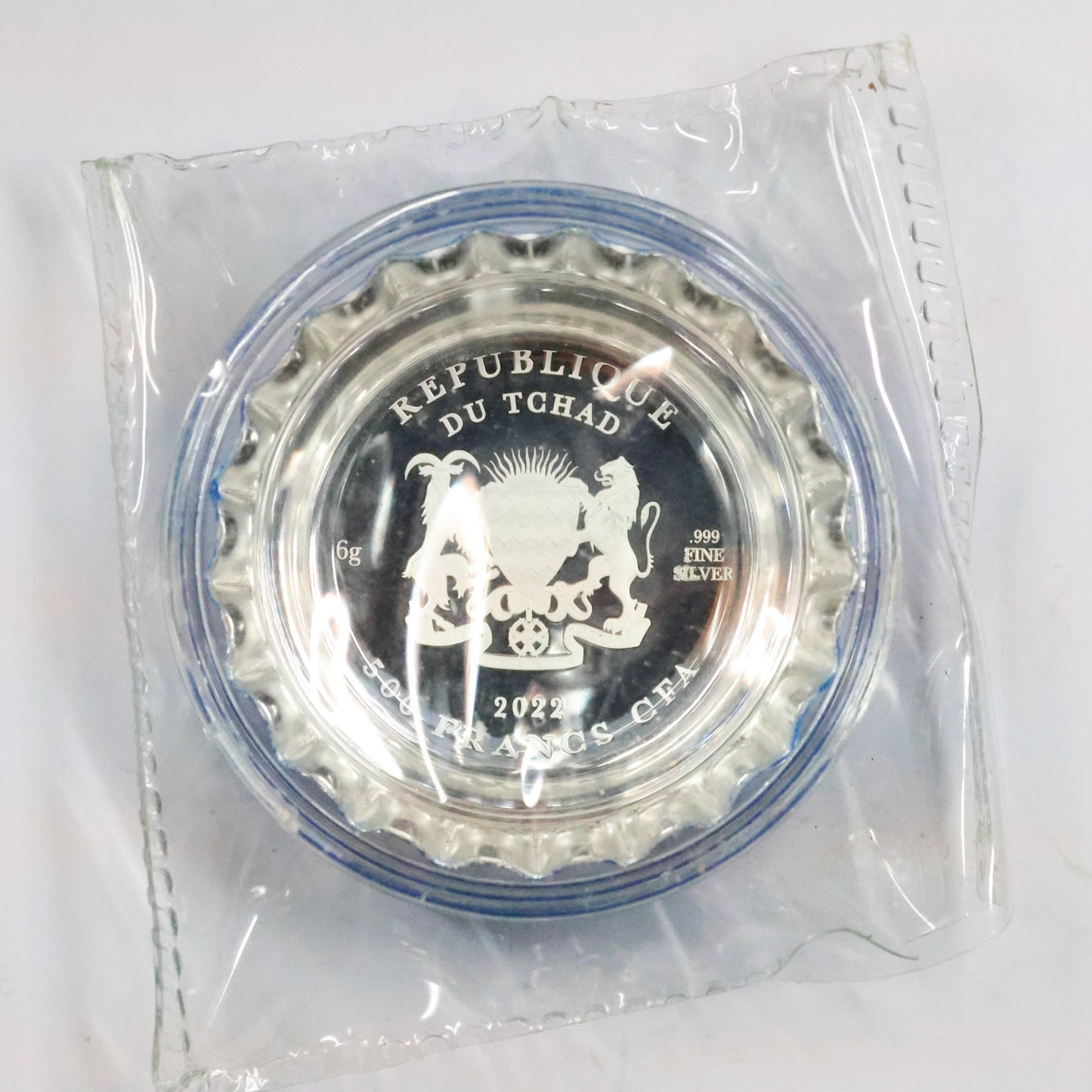 2022 Republique of Chad 6 gram Silver Pepsi Bottle Cap Sealed