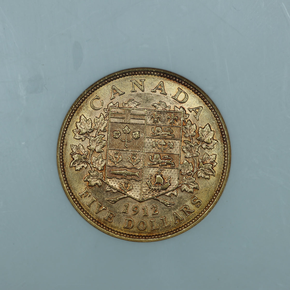 1912 Canada $5 Gold George V - NGC AU58