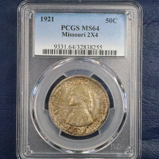 1921 2x4 Missouri Centennial Half Dollar 50c Commemorative - PCGS MS 64