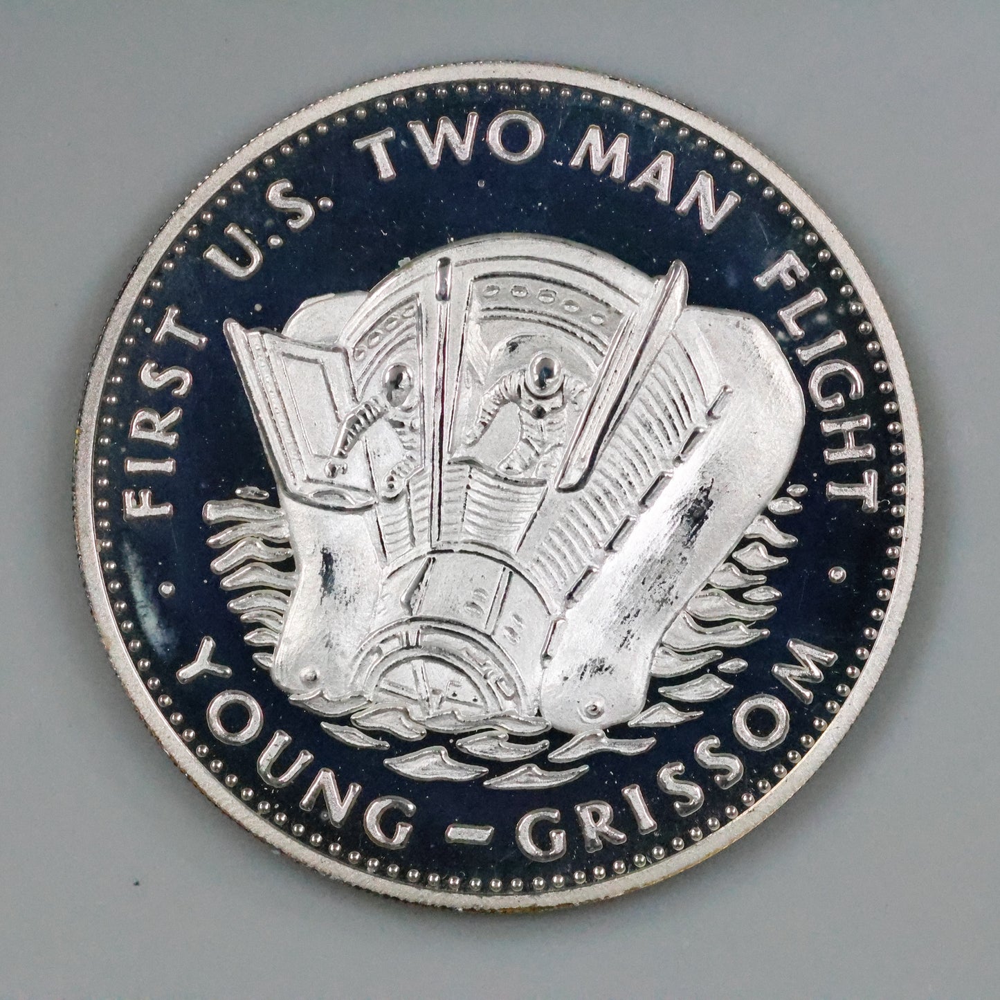 Danbury Mint Men In Space - Gemini III 1st U.S. Two Man Flight Sterling Silver Proof Coin Medal