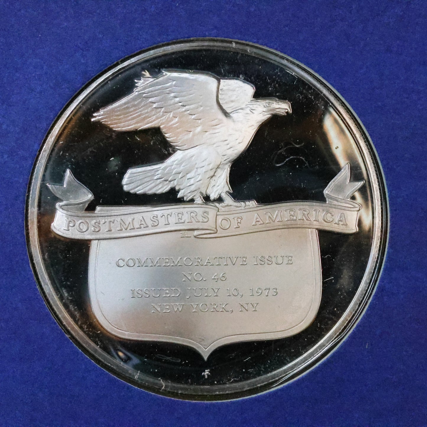 1973 Postmasters of America STERLING SILVER Art Round - No. 46 Progress in Electronics