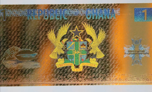 2020 Republic of Ghana 1 One Cedi Aurum Gold Foil Note 1/1000th Troy Oz 24KT Bill
