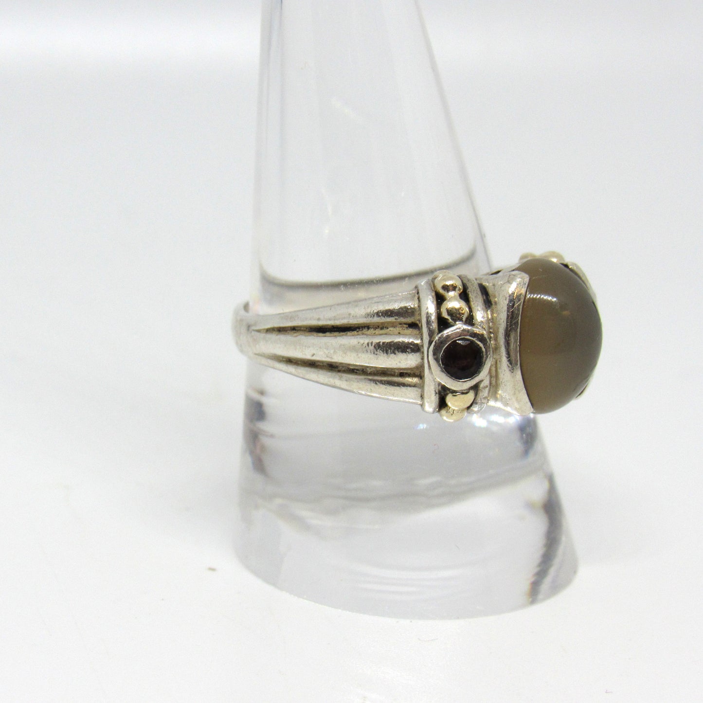 Vintage BJC Samuel B Benham 14k Gold & Sterling Silver Chalcedony Amethyst Ring - Sz 10