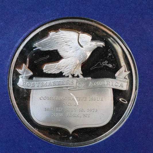 1973 Postmasters of America STERLING SILVER Art Round - No. 47 Progress in Electronics