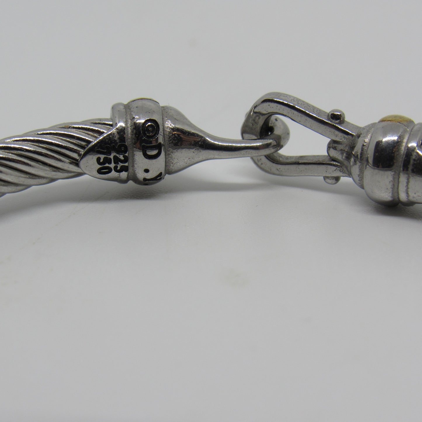 David Yurman Sterling Silver 18K Gold 5mm Classic Cable Buckle Bracelet - ~7 inch