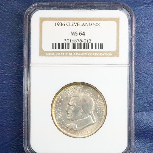 1936 Cleveland Centennial Half Dollar 50c Commemorative - NGC MS 64