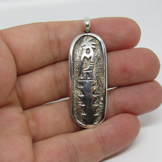 Viola Eriacho Zuni Sterling Silver Kokopelli Pendant - 2 inch