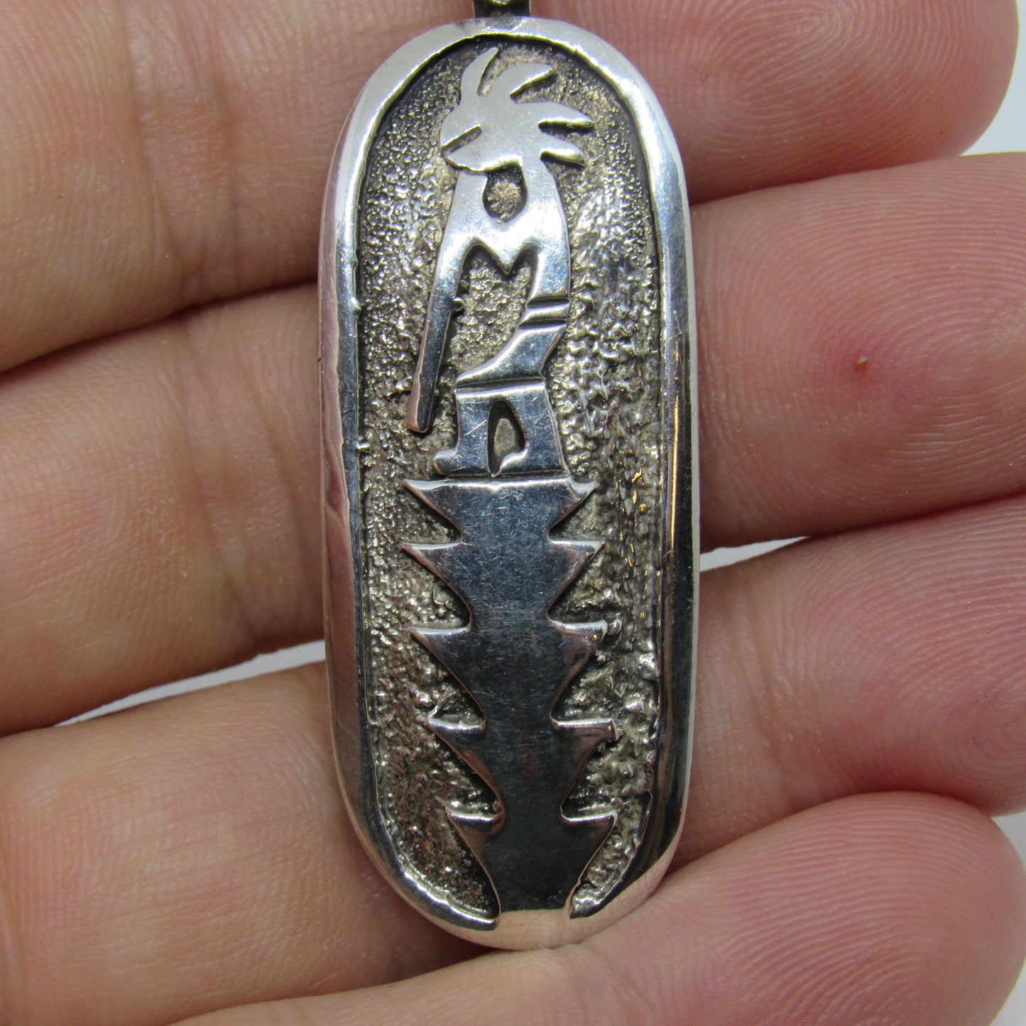 Viola Eriacho Zuni Sterling Silver Kokopelli Pendant - 2 inch