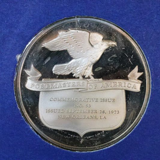 1973 Postmasters of America STERLING SILVER Art Round - No. 53 Colonial Communication