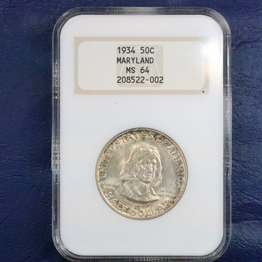 1934 Maryland Tercentenary Half Dollar 50c Commemorative - NGC MS 64