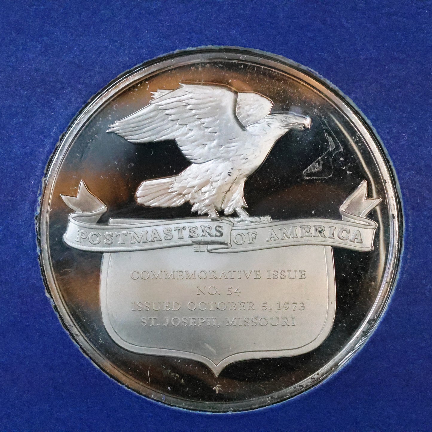 1973 Postmasters of America STERLING SILVER Art Round - No. 54 Rural America