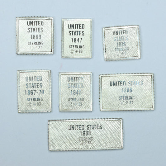 Franklin Mint Sterling Silver Miniature World Stamps - United States