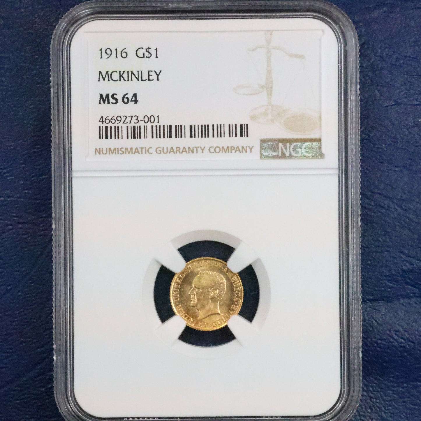 1916 G1$ McKinley Commemorative Gold 1$ - NGC MS64