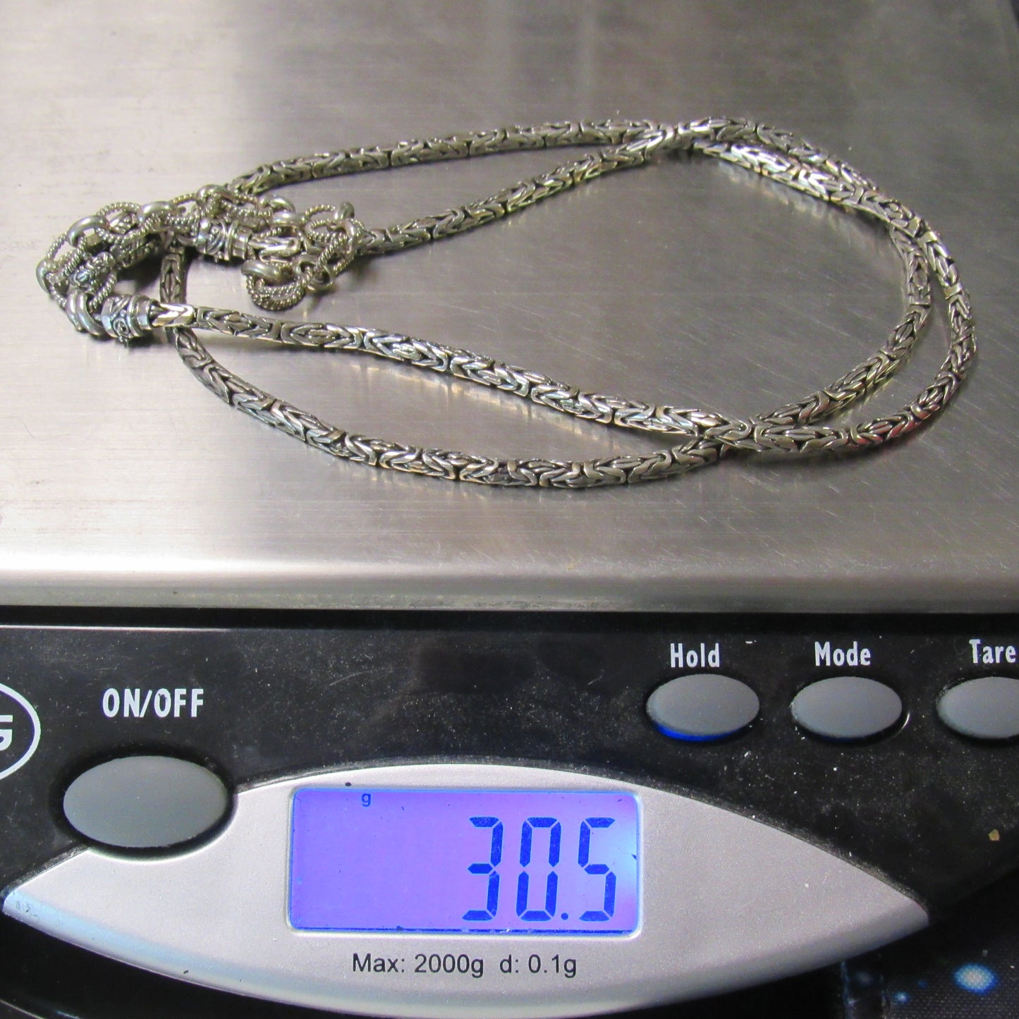 Sarda Bali Handcrafted Wheat Chain Necklace Silver 30.5 grams / 20-24" L