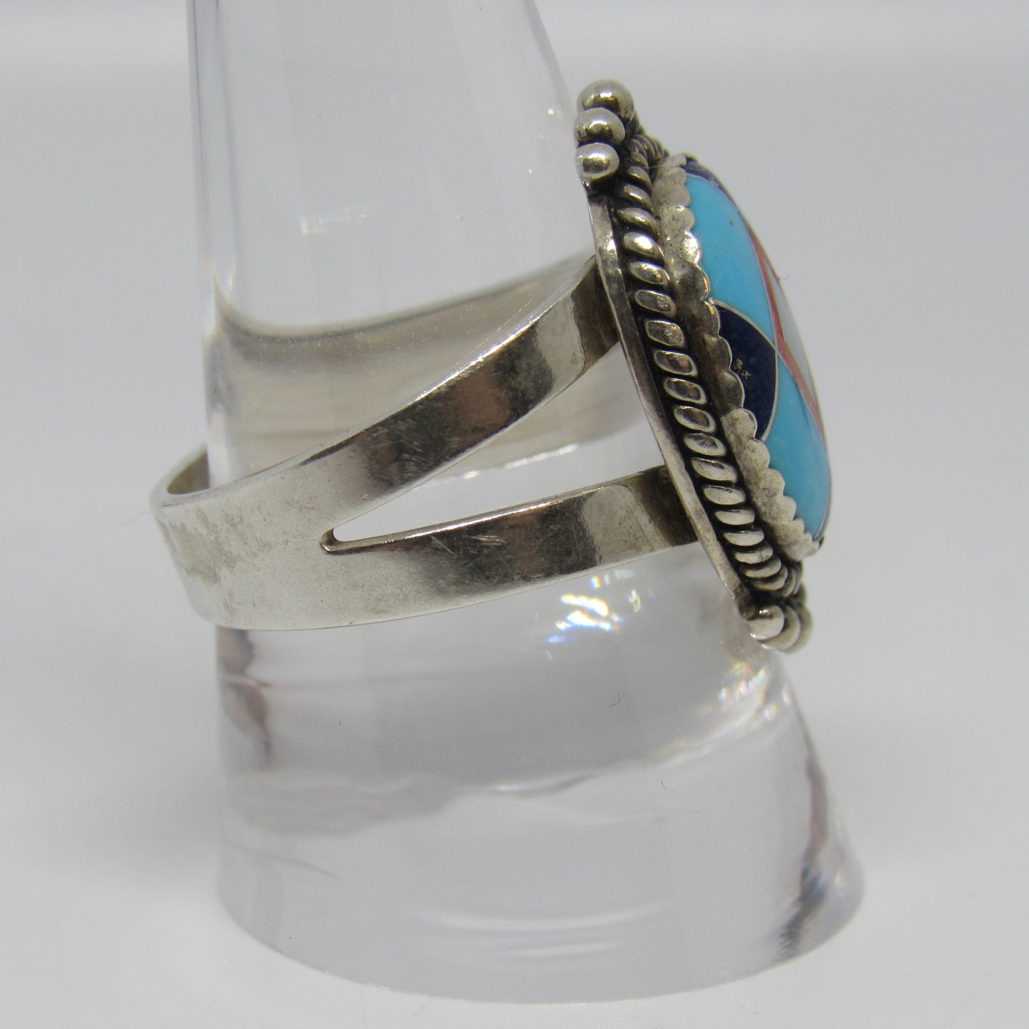Carolyn Pollack Relios Turquoise Multi Stone Inlay Sterling Silver Ring - Sz 9.5