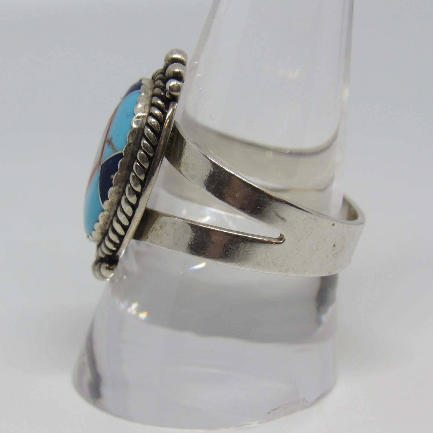 Carolyn Pollack Relios Turquoise Multi Stone Inlay Sterling Silver Ring - Sz 9.5