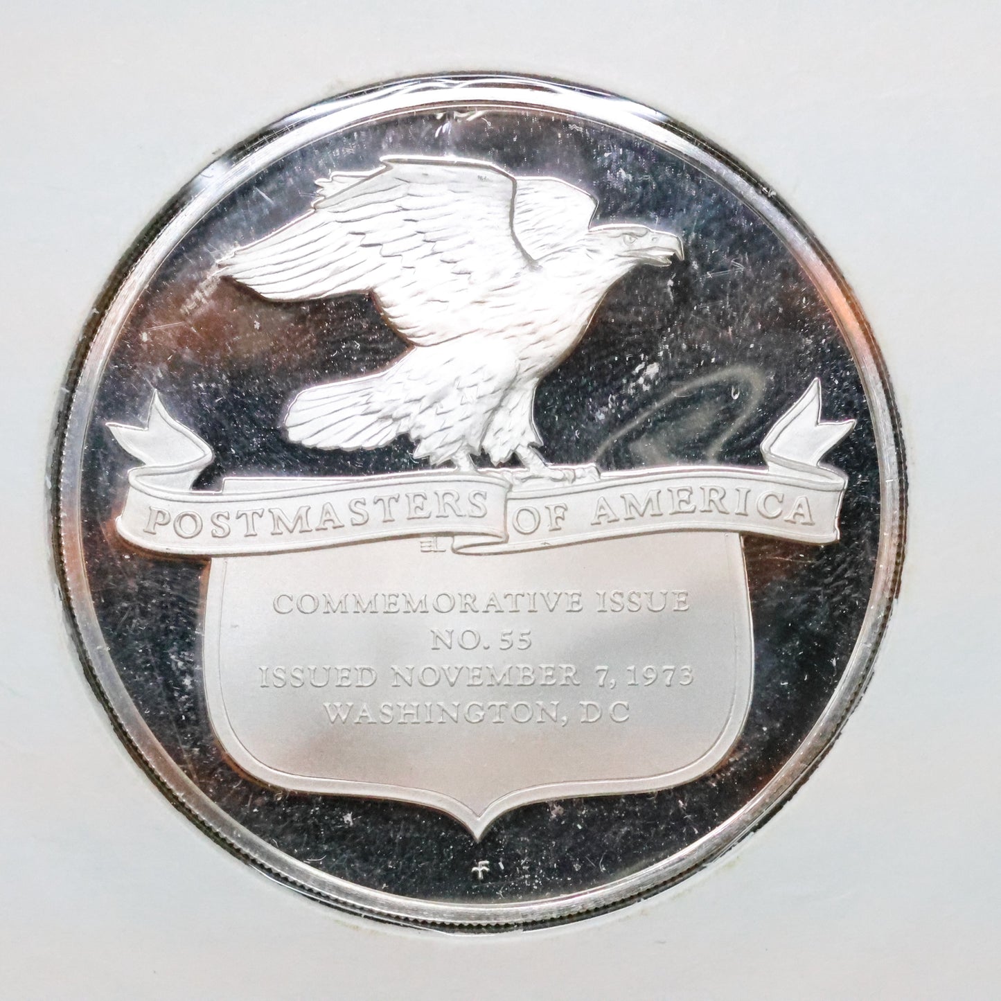 1973 Postmasters of America STERLING SILVER Art Round - No. 55 Christmas Angels
