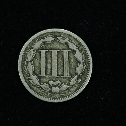 1865 Three 3 Cent 3c Nickel